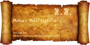 Mohai Mátyás névjegykártya